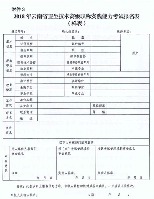 云南省2018年衛(wèi)生技術(shù)高級(jí)職稱(chēng)實(shí)踐能力考試的通知