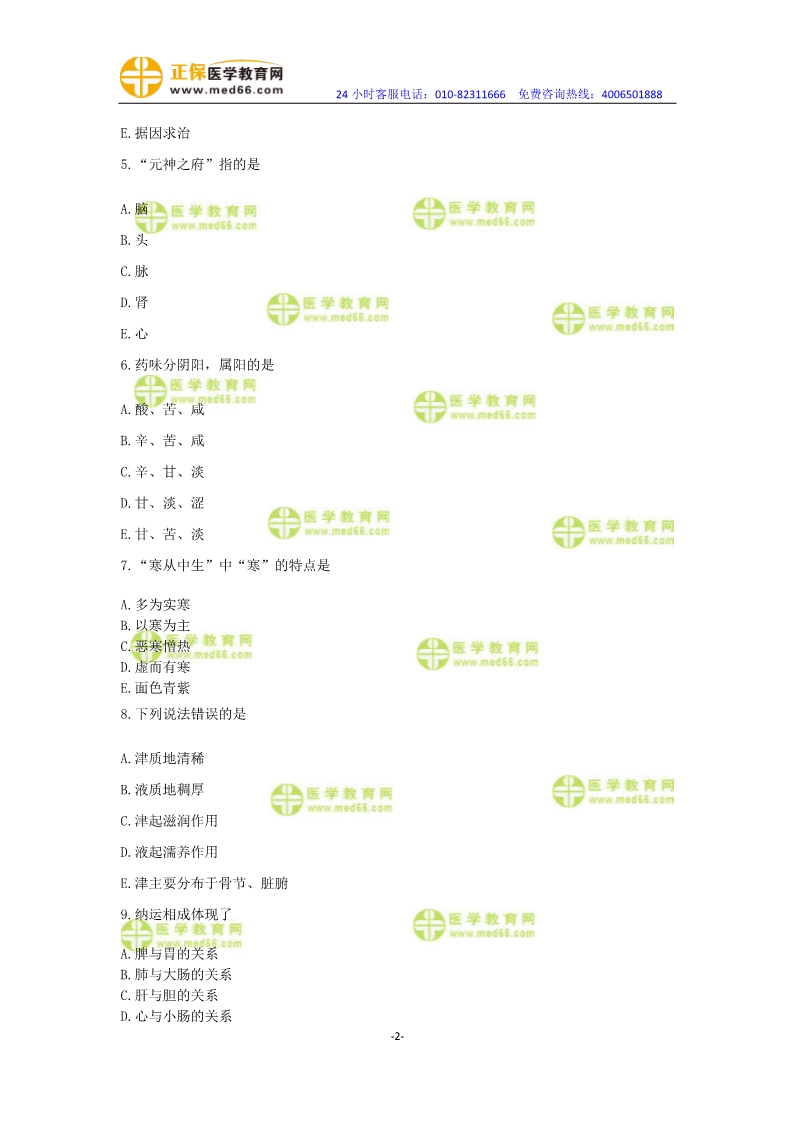 2019年中醫(yī)執(zhí)業(yè)醫(yī)師?？紲y評試卷