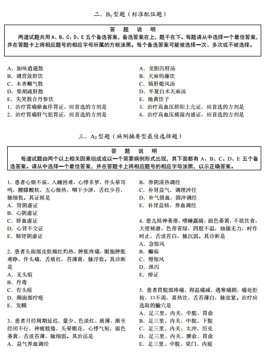 2019年國(guó)家醫(yī)師資格考試綜合筆試題型舉例