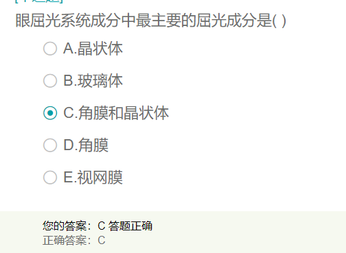 眼屈光系統(tǒng)成分中最主要的屈光成分是？